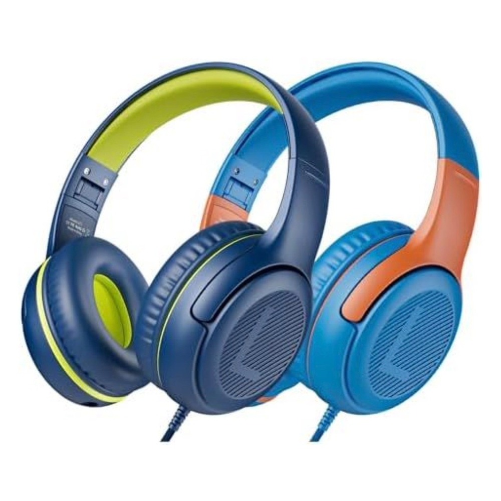 awatrue 2PK Kids Headphones Wired On-Ear with Mic 85/94dB Volume Limit Blue Navy